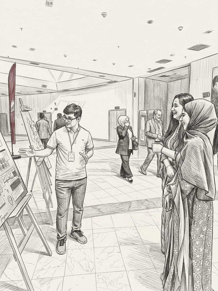 Presenting a poster at a conference